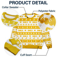 Christmas, Custom Text, Family, Happy - Christmas Gift For Family - Personalized Name Fair Isle Pattern Unisex Ugly Sweater