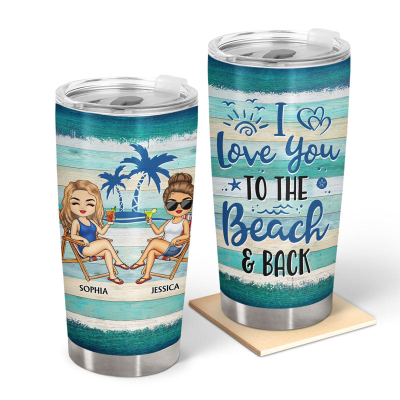 I Love You To The Beach And Back Best Friends Color Palette - Bestie BFF Gift - Personalized Custom Tumbler