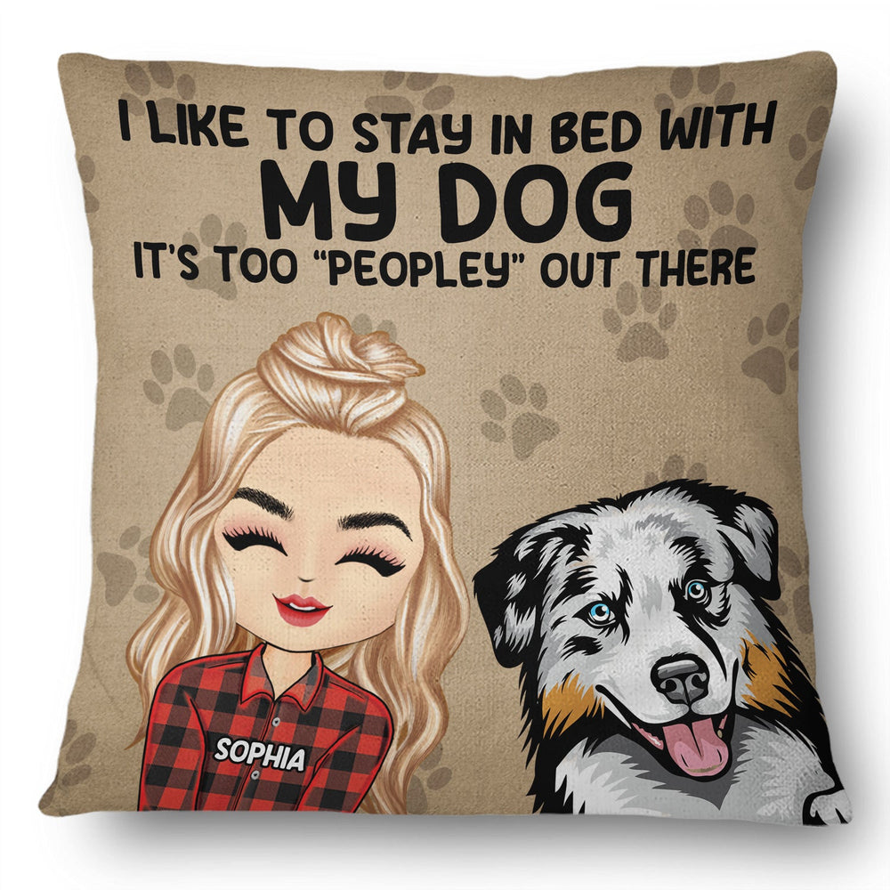 I Like To Stay In Bed With My Dogs Cats - Home Decor, Birthday, Housewarming Gift For Dog Lovers & Cat Lovers - Personalized Custom Pillow