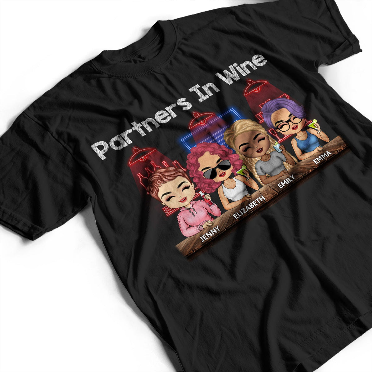 Partners In Wine Party Night Best Friends - Bestie BFF Gift - Personalized Custom T Shirt