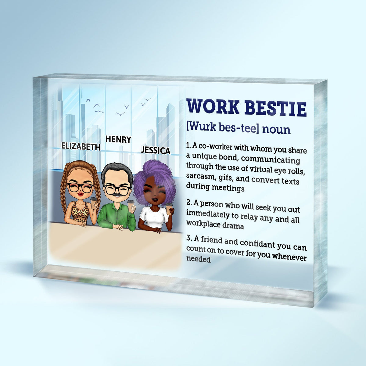 Work Bestie Definition Unique Bond - Funny, Anniversary, Birthday Gifts For Colleagues, Coworker, Besties - Personalized Custom Rectangle Shaped Acrylic Plaque