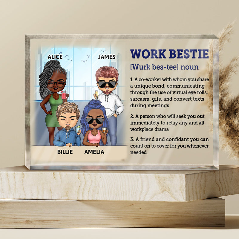 Work Bestie Definition Unique Bond - Funny, Anniversary, Birthday Gifts For Colleagues, Coworker, Besties - Personalized Custom Rectangle Shaped Acrylic Plaque
