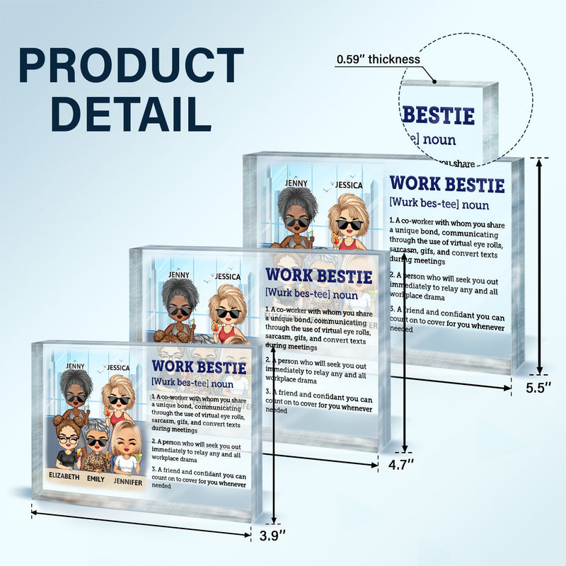 Work Bestie Definition Unique Bond - Funny, Anniversary, Birthday Gifts For Colleagues, Coworker, Besties - Personalized Custom Rectangle Shaped Acrylic Plaque