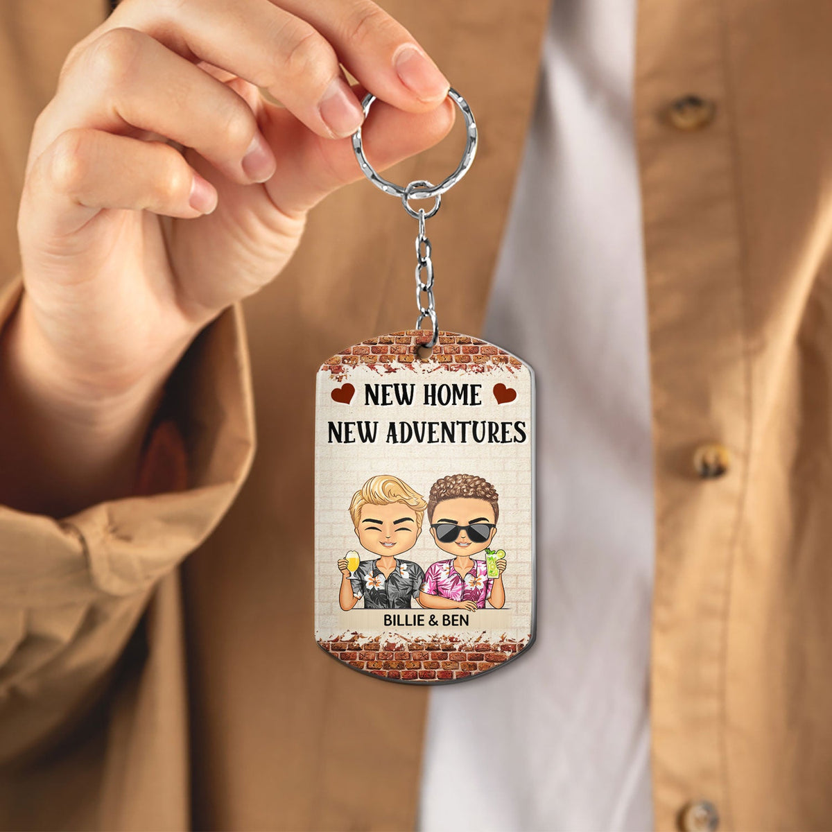 Keys To Our Sweet Home Chibi - Anniversary, Vacation, Funny Gift For Couples, Family - Personalized Aluminum Keychain