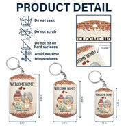Keys To Our Sweet Home Chibi - Anniversary, Vacation, Funny Gift For Couples, Family - Personalized Aluminum Keychain