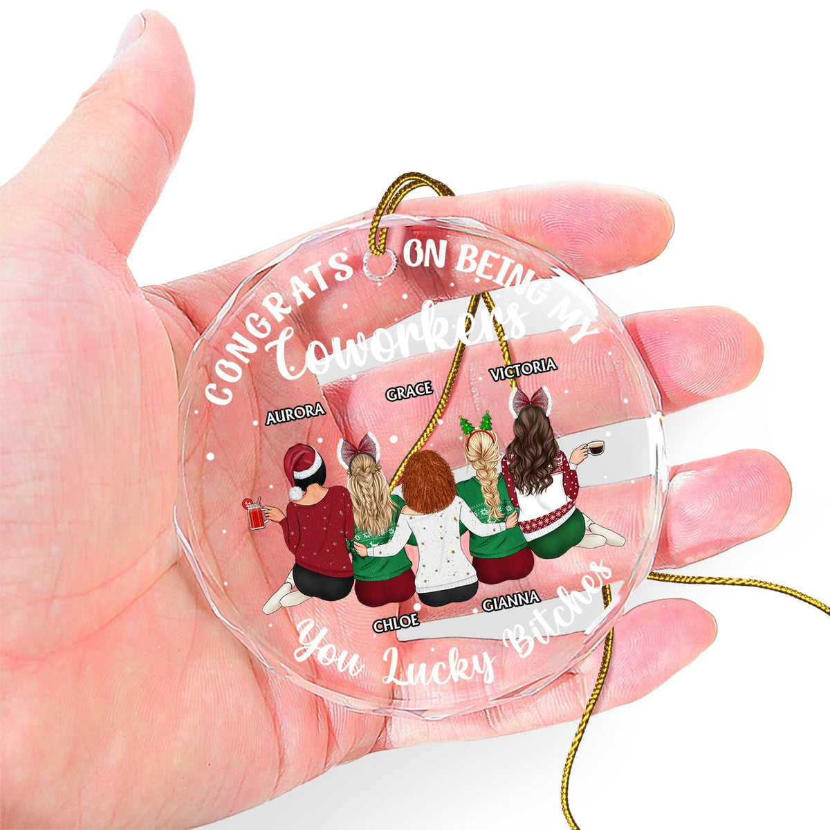 Congrats On Being My Besties - Christmas Gifts For Besties, Friends - Personalized Circle Glass Ornament