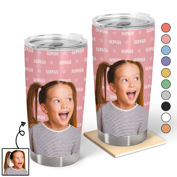 Custom Photo Baby Name Pet Name - Gift For Kids, Grandchildren, Dog Lovers, Cat Lovers - Personalized Tumbler