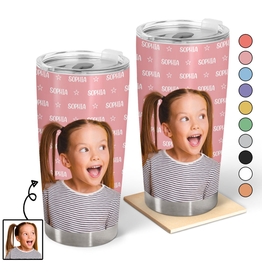 Custom Photo Baby Name Pet Name - Gift For Kids, Grandchildren, Dog Lovers, Cat Lovers - Personalized Tumbler