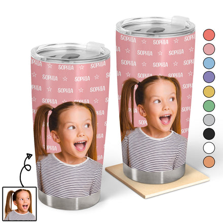 Custom Photo Baby Name Pet Name - Gift For Kids, Grandchildren, Dog Lovers, Cat Lovers - Personalized Tumbler
