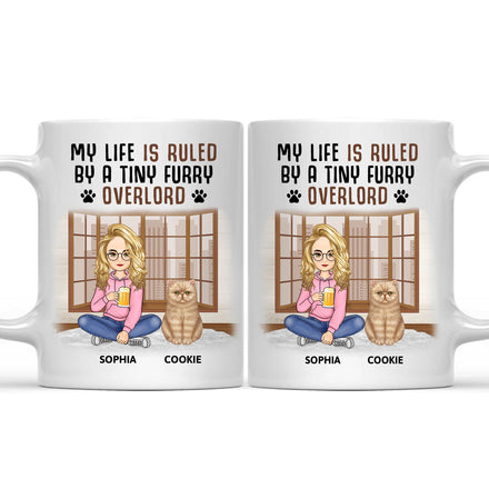 My Life Is Ruled By A Tiny Furry Overlord - Gift For Cat Lovers, Cat Mom, Cat Dad - Personalized Mug