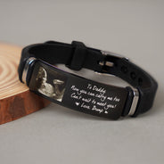Custom Photo Now You Can Carry Me Too - Gift For Dad, Father, New Parents - Personalized Wristband Bracelet