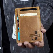 Alphabet Name - Gift For Men, Women, Dad, Mom, Husband, Wife - Personalized Card Wallet