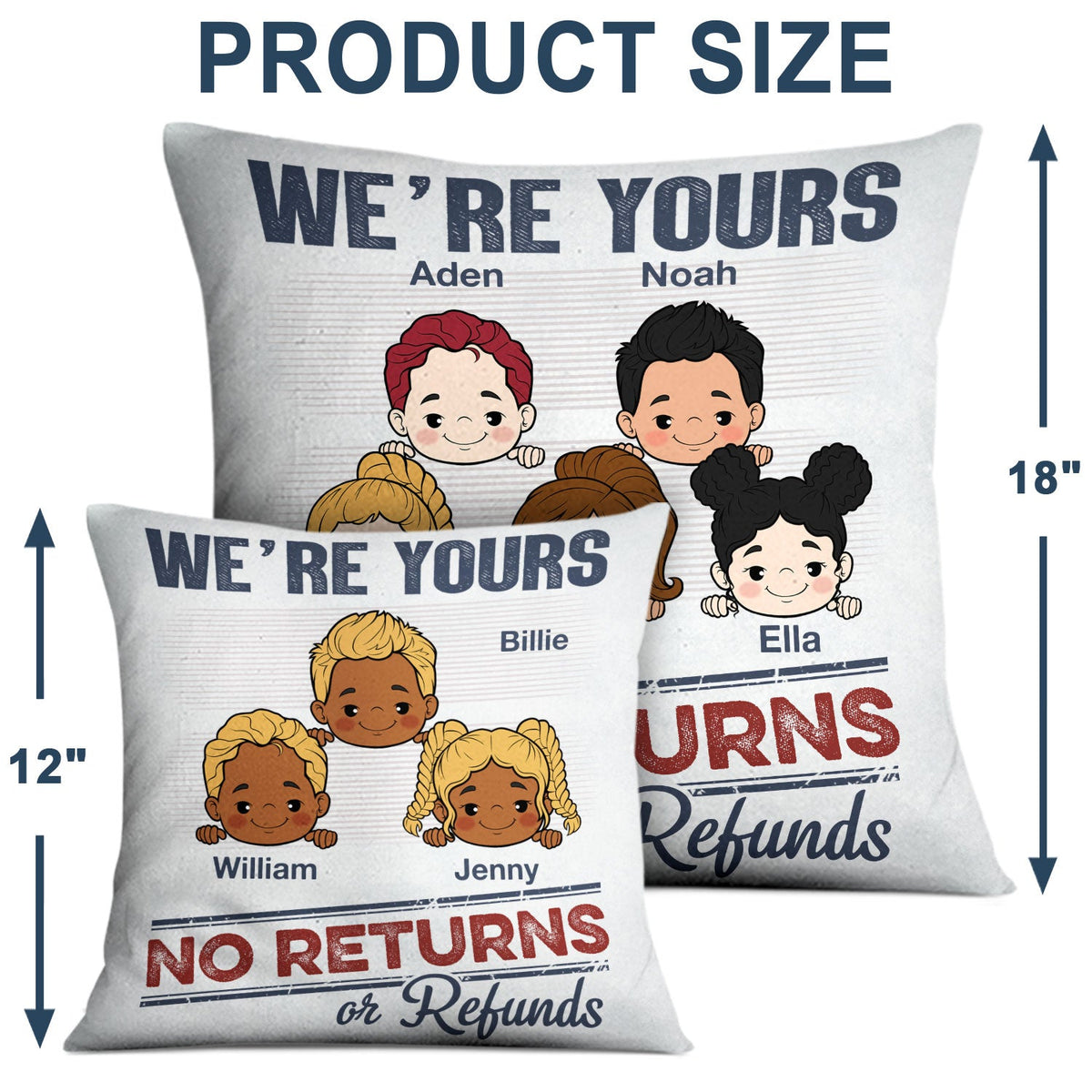 No Returns Or Refunds Grandkids - Funny Gift For Dad, Mom, Grandma, Grandpa - Personalized Pillow