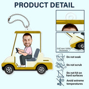 Custom Photo Golf Cart - Gift For Dad, Father, Grandpa, Golfer, Golf Lover - Personalized Acrylic Car Hanger