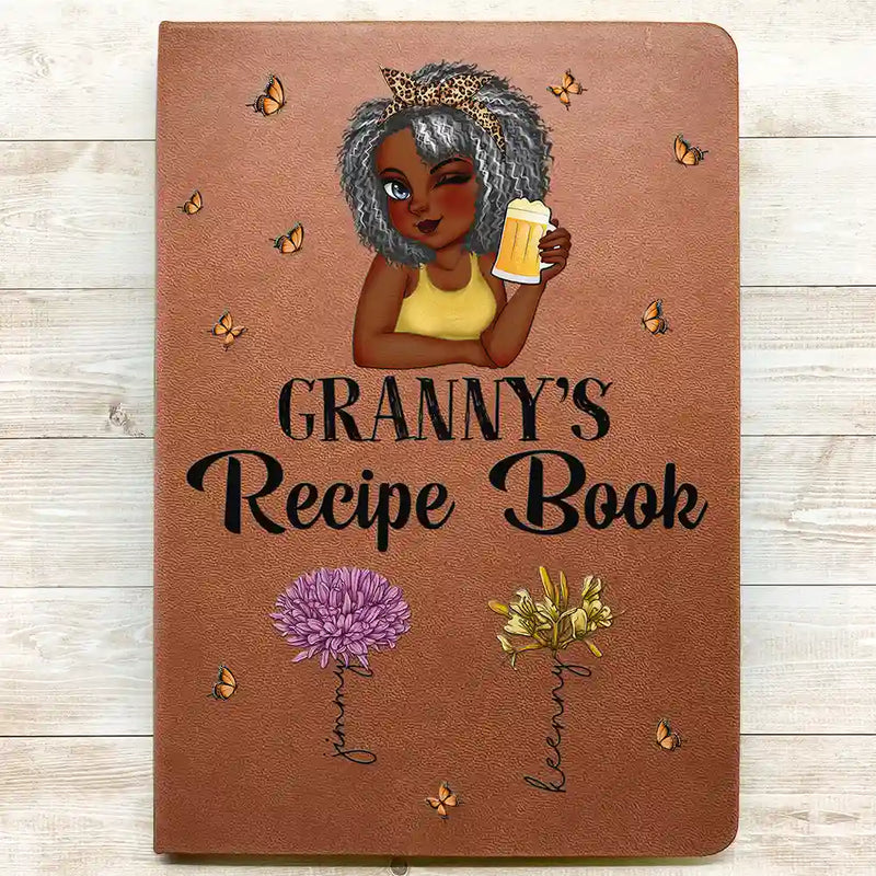 Grandma Mom Auntie Recipe Cookbook - Personalized Leather Journal