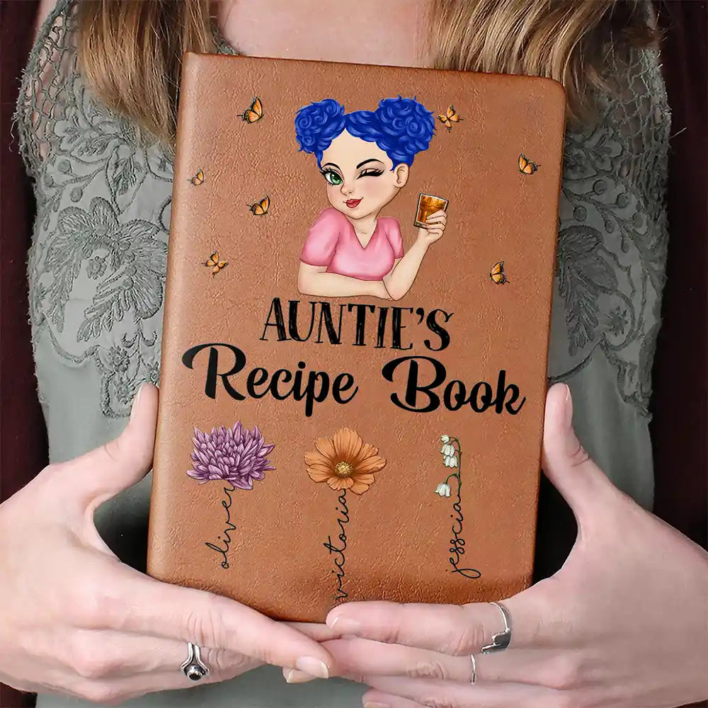 Grandma Mom Auntie Recipe Cookbook - Personalized Leather Journal