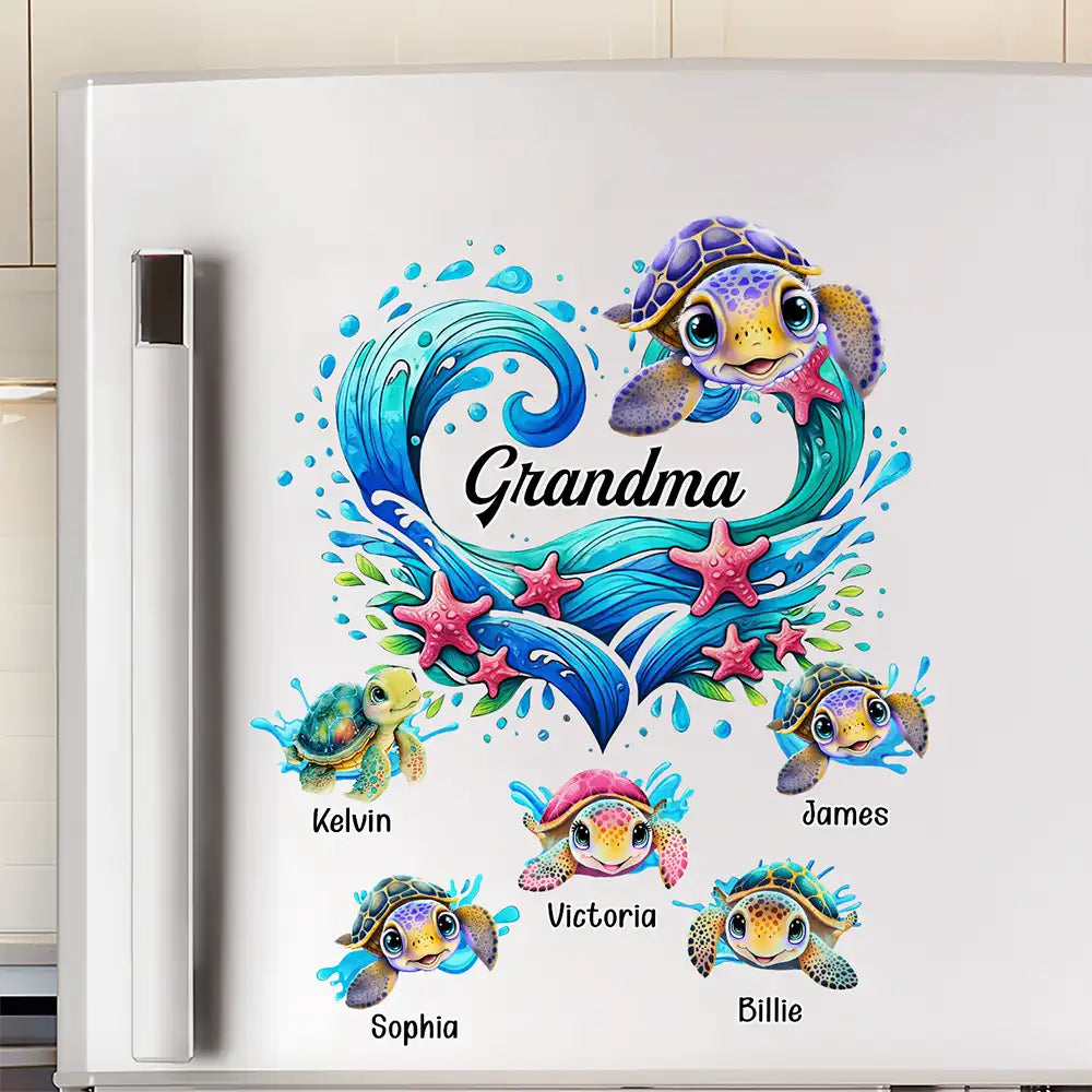 Grandma Mom And Baby Turtles - Personalized Decor Decal