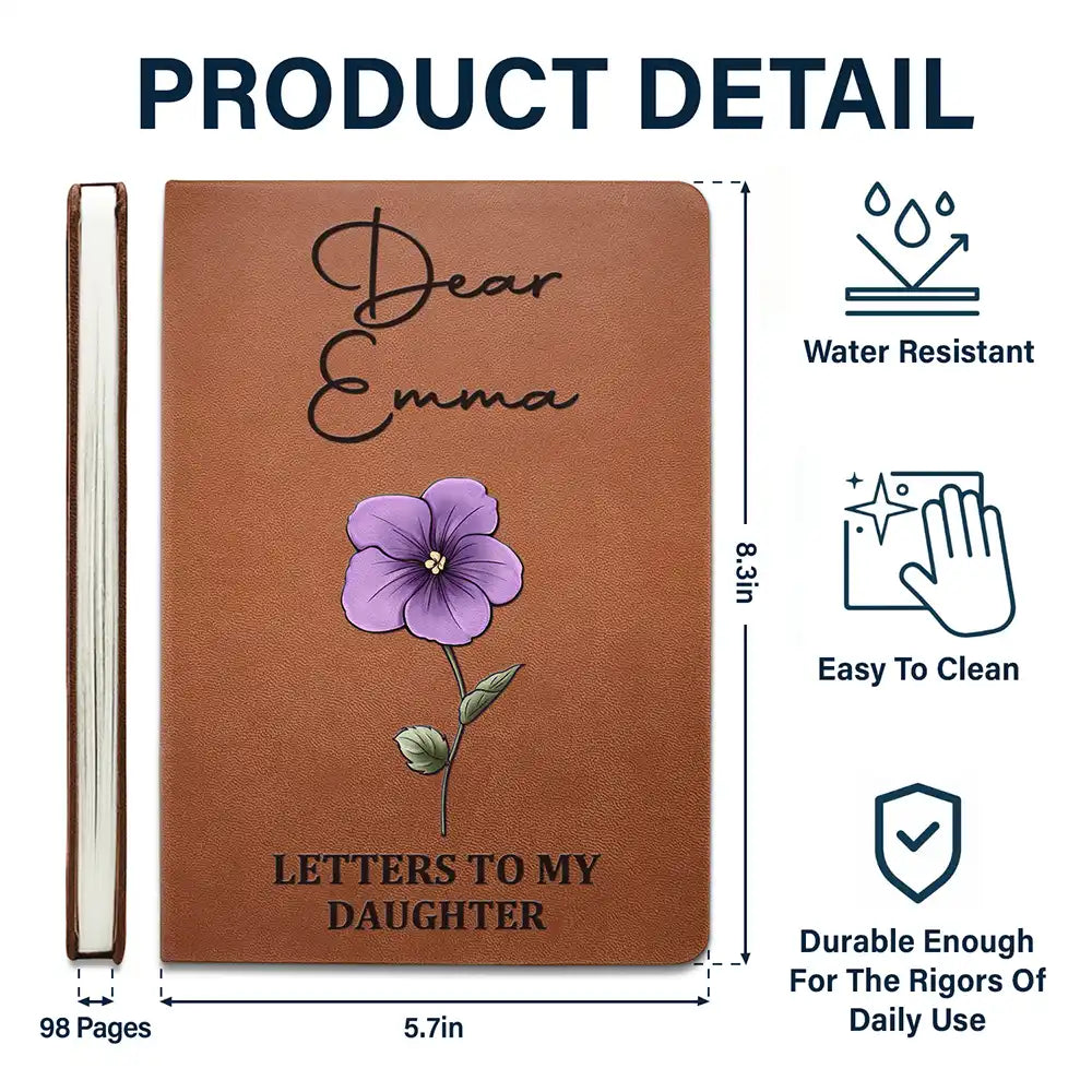 Birth Month Flowers Sketch Letter To My Family - Personalized Leather Journal