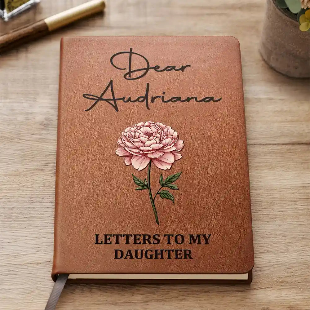 Birth Month Flowers Sketch Letter To My Family - Personalized Leather Journal