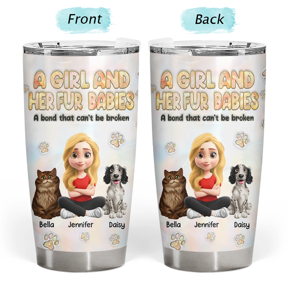 Nacre Effect A Girl And Her Fur Babies - Personalized Tumbler
