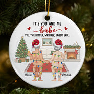 Christmas,Humorous,Old Couples,Gift For Couples,Vector - Naked Old Couple It's You And Me - Personalized Circle Ceramic Ornament
