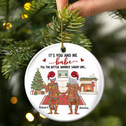 Christmas,Humorous,Old Couples,Gift For Couples,Vector - Naked Old Couple It's You And Me - Personalized Circle Ceramic Ornament
