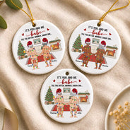Christmas,Humorous,Old Couples,Gift For Couples,Vector - Naked Old Couple It's You And Me - Personalized Circle Ceramic Ornament