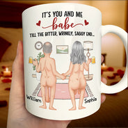 Top Market, Humorous, Old Couples, Gift For Couples, Vector - Naked Old Couple It's You And Me - Personalized Mug