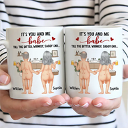 Top Market, Humorous, Old Couples, Gift For Couples, Vector - Naked Old Couple It's You And Me - Personalized Mug