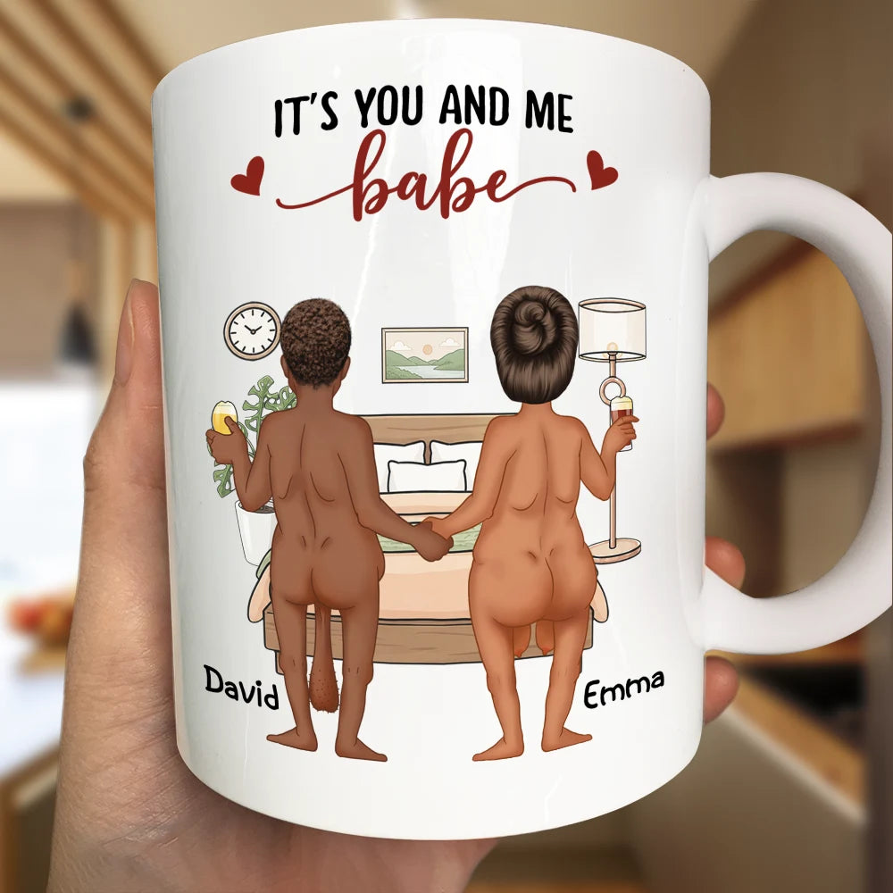 Top Market, Humorous, Old Couples, Gift For Couples, Vector - Naked Old Couple It's You And Me - Personalized Mug