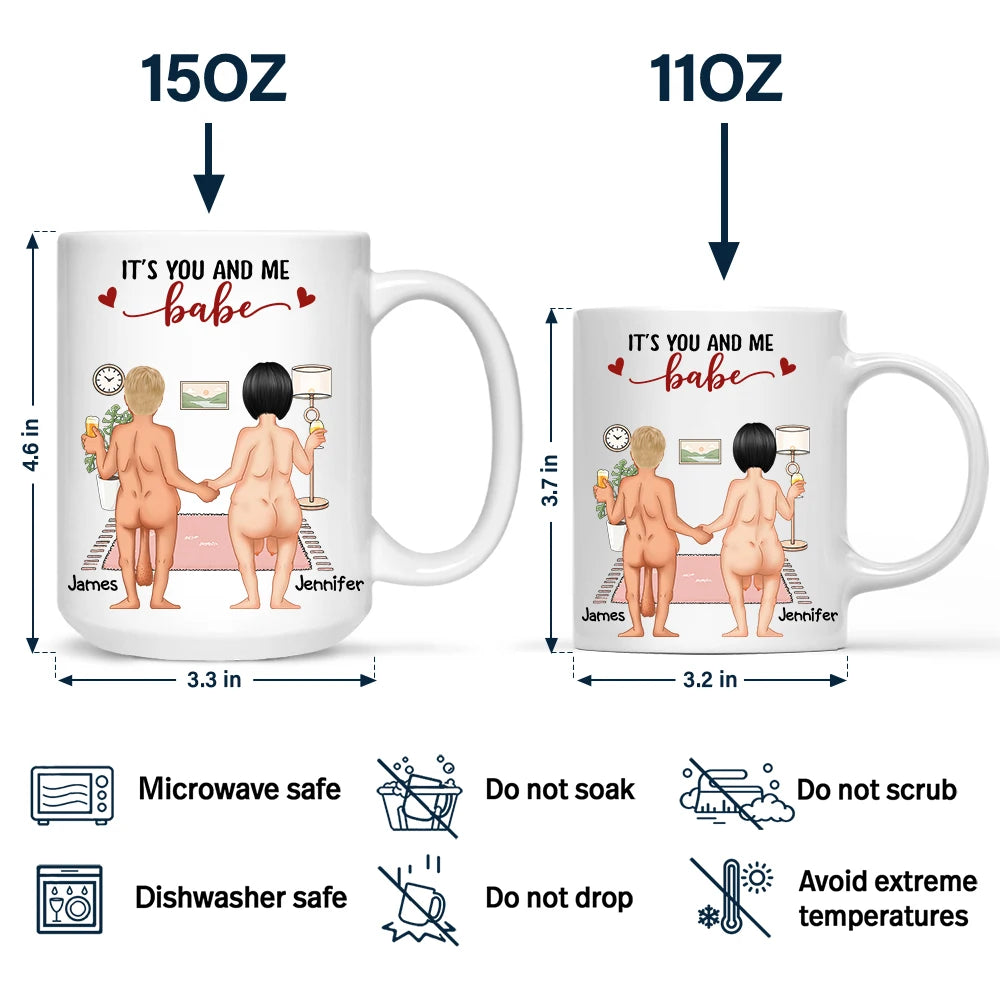 Top Market, Humorous, Old Couples, Gift For Couples, Vector - Naked Old Couple It's You And Me - Personalized Mug