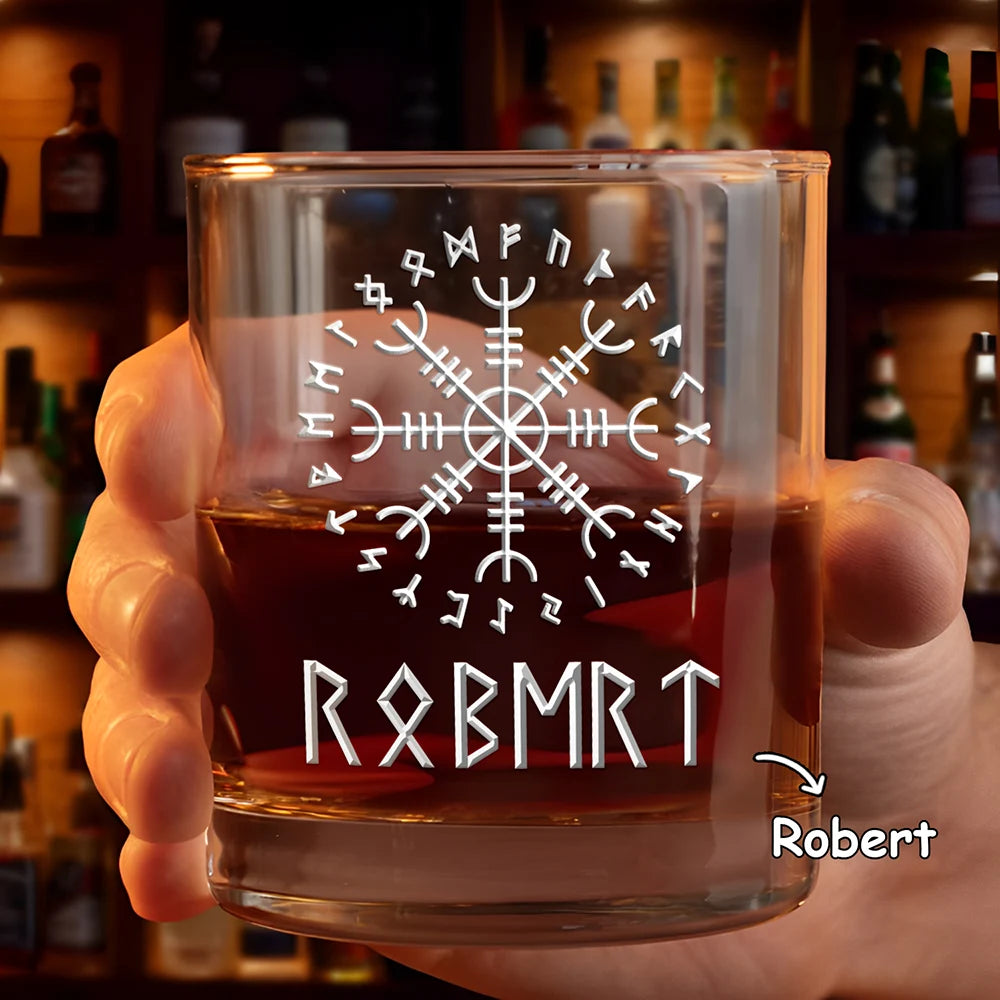 Name In Viking Runes - Personalized Whiskey Glass