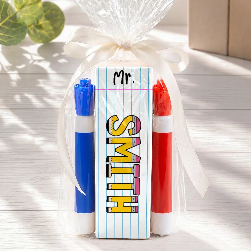 Back To School, Teacher, Proud, Custom Text - Name Teacher Back To School - Personalized Whiteboard Eraser & Marker Set