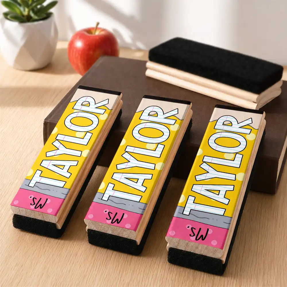 Back To School, Teacher, Proud, Custom Text - Name Teacher Back To School - Personalized Whiteboard Eraser & Marker Set