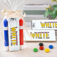 Back To School, Teacher, Proud, Custom Text - Name Teacher Back To School - Personalized Whiteboard Eraser & Marker Set