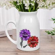 Gift For Grandma,Gift For Mother,Gift For Wife,Happy - Nana Auntie Mom Family Sunflower - Personalized Ceramic Flower Vase