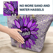 Gift For Mother,Gift For Grandma,Gift For Wife,Happy,Summer,Beach - Nana Auntie Mom Family Sunflower - Personalized Beach Bag