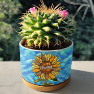 Gift For Grandma,Gift For Mother,Happy - Nana Auntie Mom Family Sunflower - Personalized Ceramic Plant Pot