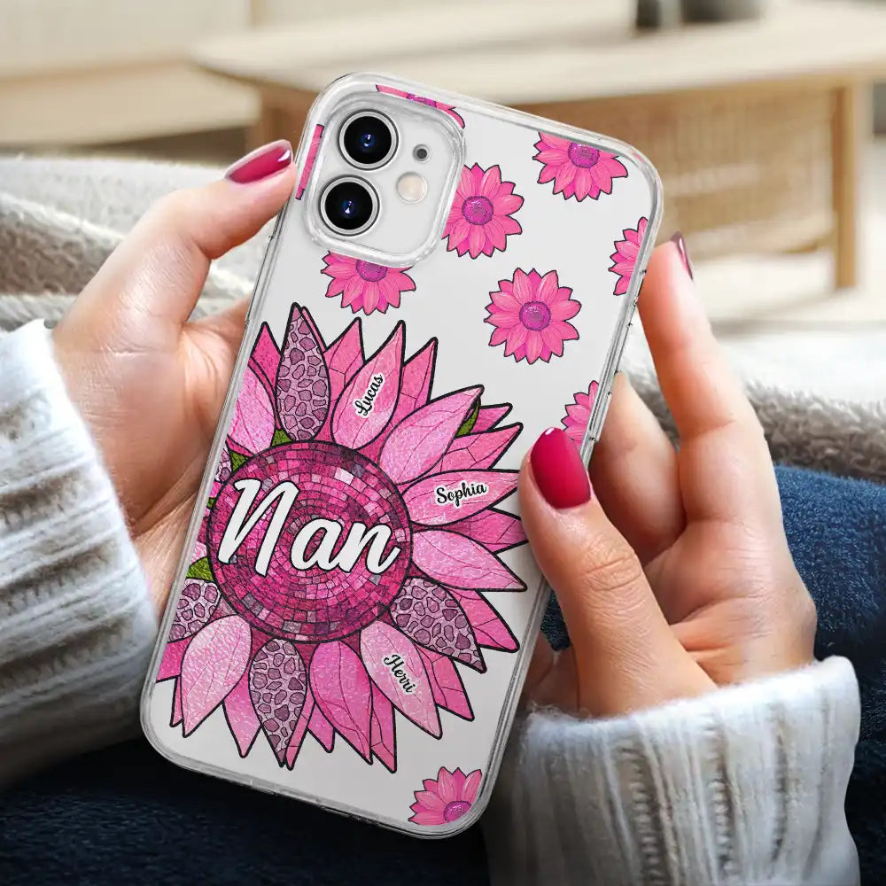 Gift For Grandma, Gift For Mother, Gift For Wife, Happy - Nana Grandma Mom Birth Flowers - Personalized Clear Phone Case