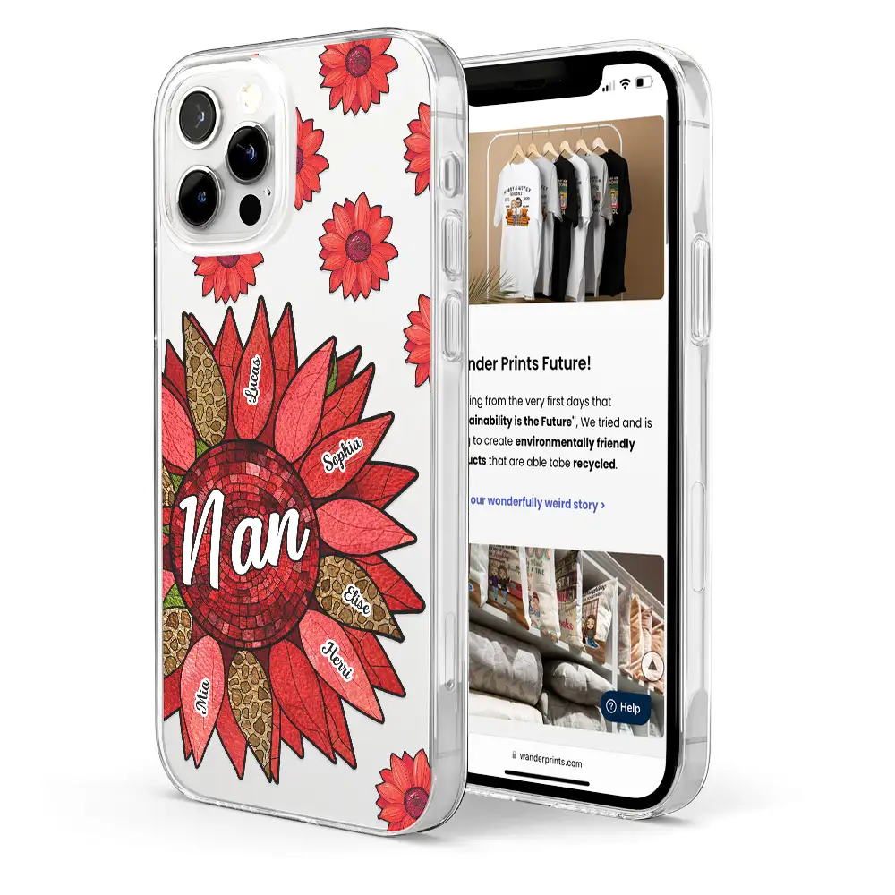 Gift For Grandma, Gift For Mother, Gift For Wife, Happy - Nana Grandma Mom Birth Flowers - Personalized Clear Phone Case