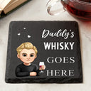 Gift For Mother, Gift For Grandma, Gift For Father, Gift For Grandpa, Love - Nana Papa Drink Goes Here - Personalized Slate Coaster