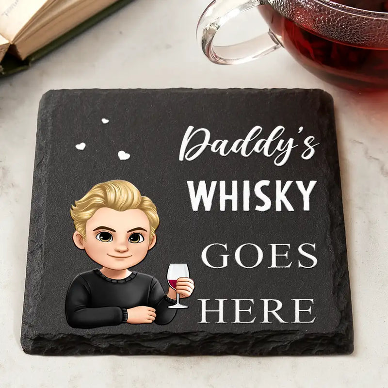 Gift For Mother, Gift For Grandma, Gift For Father, Gift For Grandpa, Love - Nana Papa Drink Goes Here - Personalized Slate Coaster