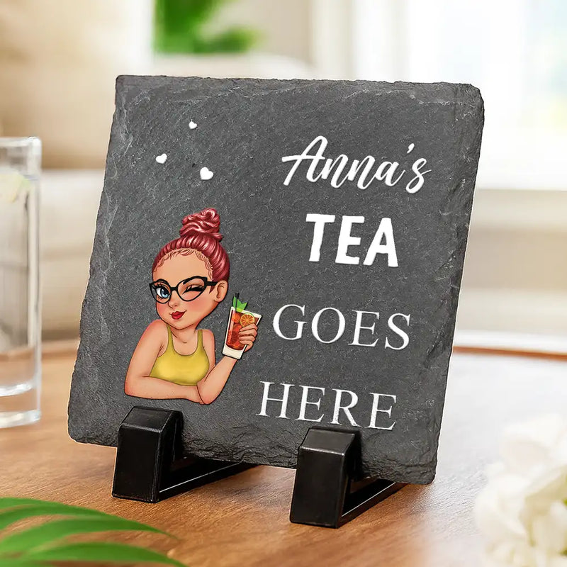 Gift For Mother, Gift For Grandma, Gift For Father, Gift For Grandpa, Love - Nana Papa Drink Goes Here - Personalized Slate Coaster