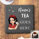Gift For Mother, Gift For Grandma, Gift For Father, Gift For Grandpa, Love - Nana Papa Drink Goes Here - Personalized Slate Coaster