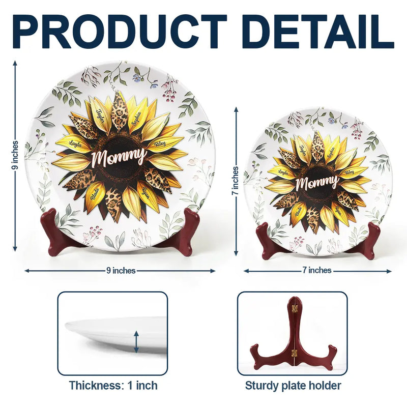 Gift For Grandma, Gift For Mother, Love
- Nana, Mom, Auntie Family Sunflower - Personalized Ceramic Plate