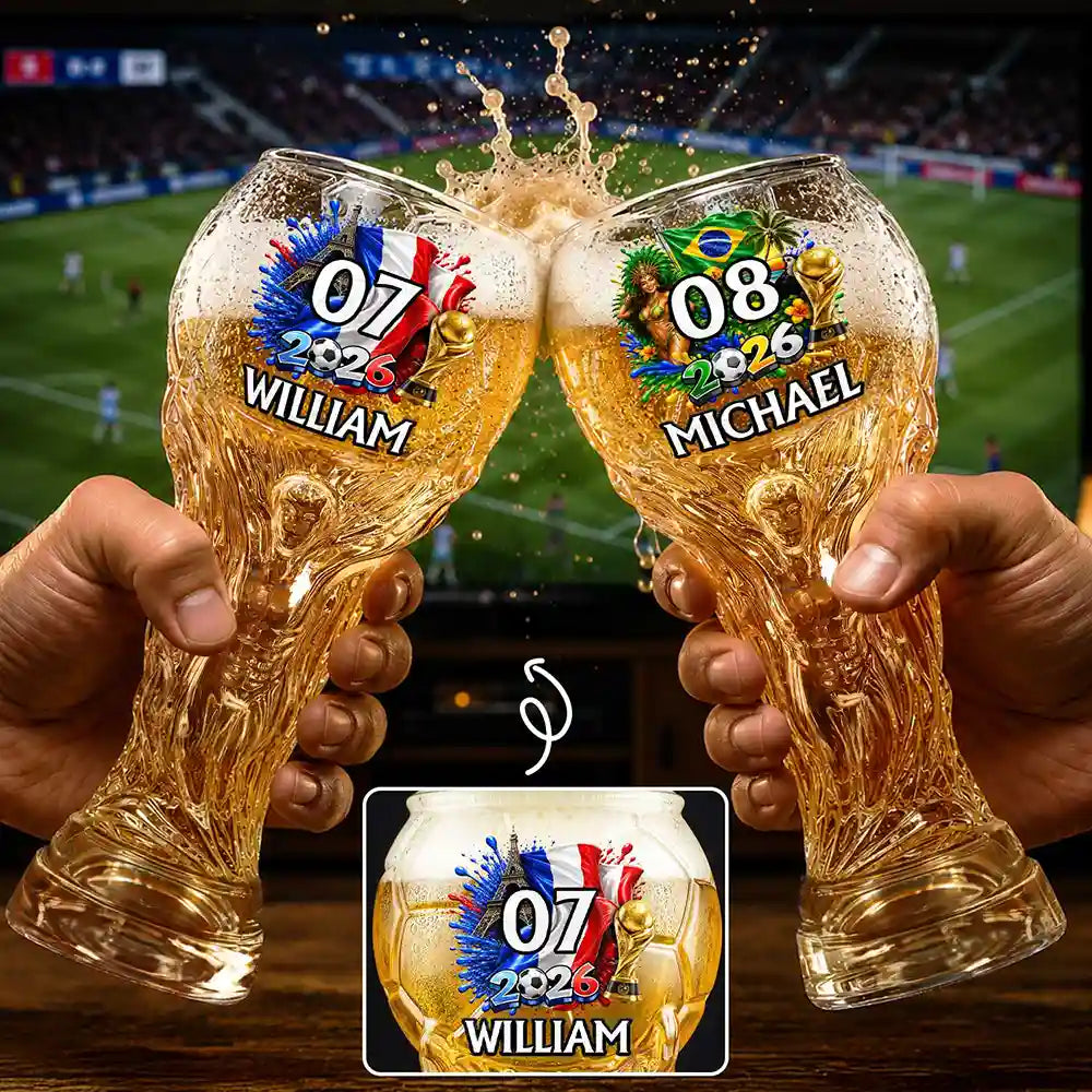 Football (Soccer),Gift For Men,Gift For Yourself,Playful,Summer Soccer Games,Icon - National Flag Soccer Lovers - Personalized Beer Glass