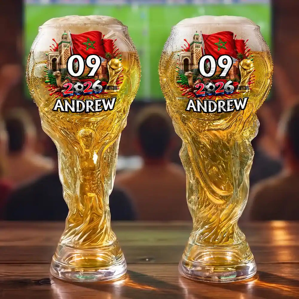 Football (Soccer),Gift For Men,Gift For Yourself,Playful,Summer Soccer Games,Icon - National Flag Soccer Lovers - Personalized Beer Glass