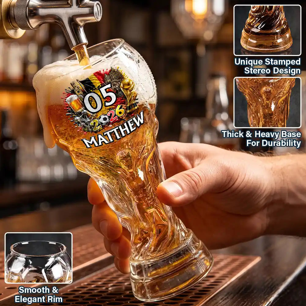 Football (Soccer),Gift For Men,Gift For Yourself,Playful,Summer Soccer Games,Icon - National Flag Soccer Lovers - Personalized Beer Glass