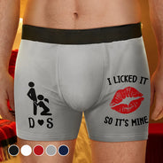 Gift For Couples,Gift For Him,Gift For Husband,Humorous,Icon,Top Market - Naughty Gift For Husband Boyfriend - Personalized I Licked It So It's Mine Men's Boxer Briefs