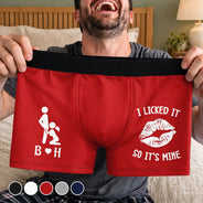 Gift For Couples,Gift For Him,Gift For Husband,Humorous,Icon,Top Market - Naughty Gift For Husband Boyfriend - Personalized I Licked It So It's Mine Men's Boxer Briefs